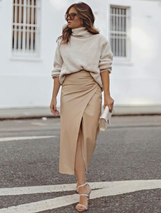 Zara Dresses & Skirts - Zara Draped Faux Leather Slit Skirt Size M
